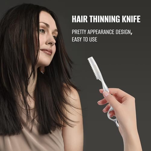FEISIER Stainless Steel Hair Thinning Styling Razors for Cutting Hair, Texturizing Cutting Razor for Salon and Home, 10 PCS Sharp Blades Included - görsel 8