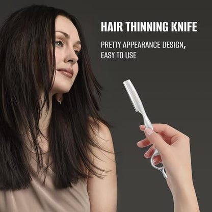 FEISIER Stainless Steel Hair Thinning Styling Razors for Cutting Hair, Texturizing Cutting Razor for Salon and Home, 10 PCS Sharp Blades Included