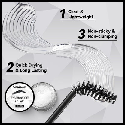 Teenanseen Clear Eyebrow Gel - Long-Lasting Waterproof Brow Wax for Styling & Sculpting, 3D Brow Freeze, 1 Pack