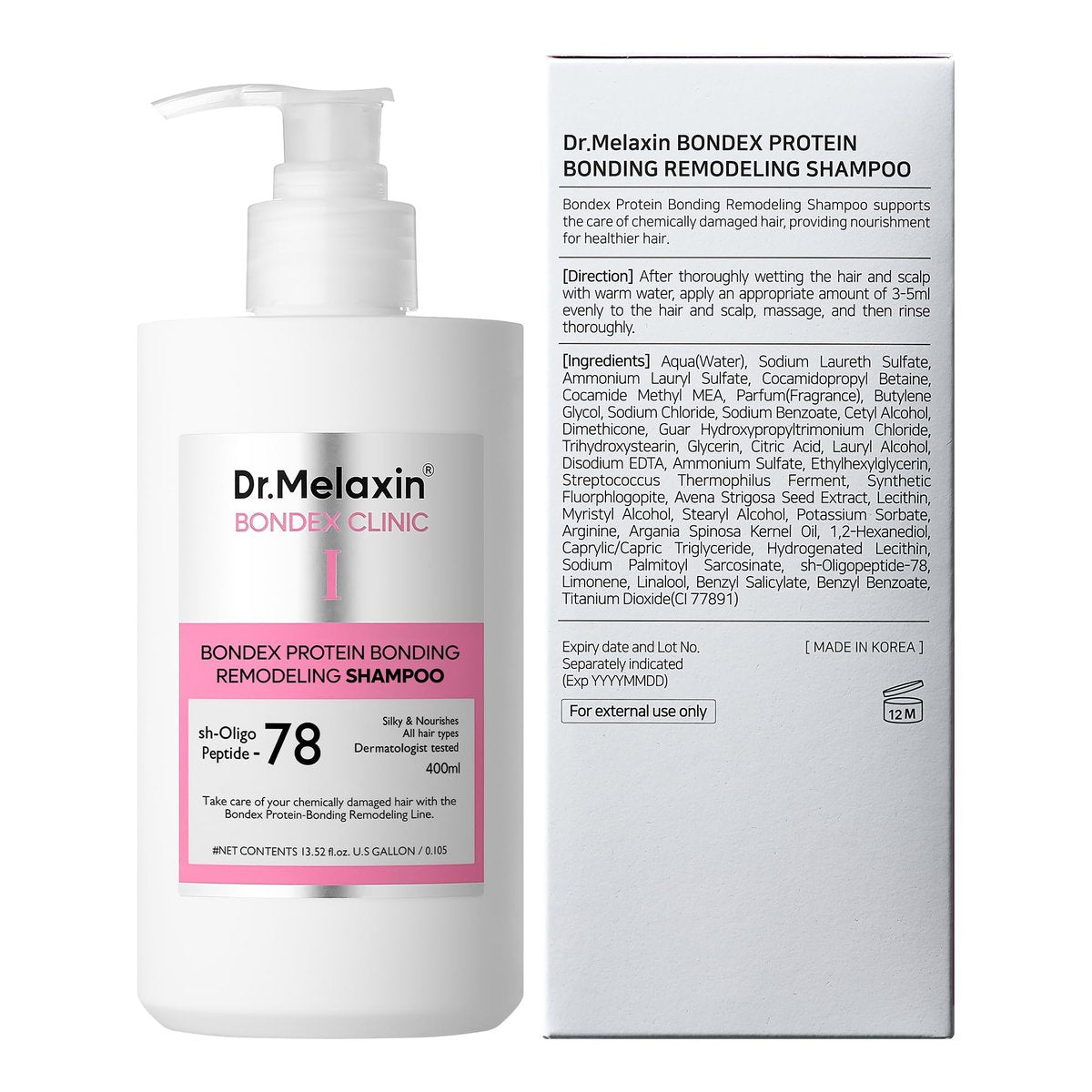 Dr.Melaxin Bondex Protein Bonding Remodeling Shampoo with Argan Oil | Strengthening Keratin & Peptides Bonder | Repair Hair | 13.52 fl.oz. Avelisse