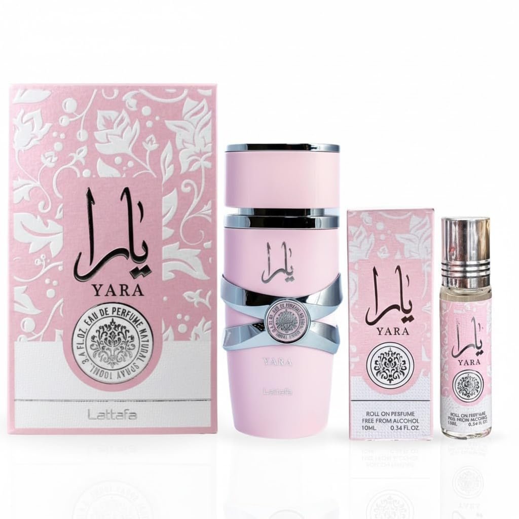 Lattafa Yara 2-Piece Fragrance Bundle for Women – Eau de Parfum Spray 3.4 oz + Concentrated Perfume Oil 0.34 oz Avelisse