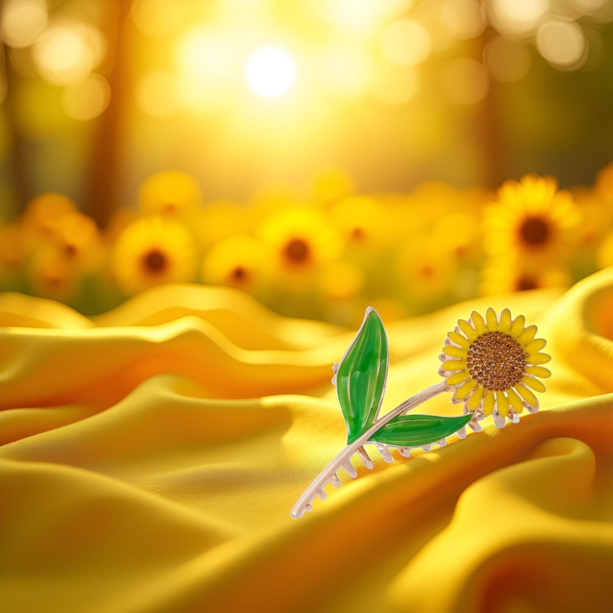 Golden Women's Sunflower Hair Clips – Fashion Flower Shaped Claw Clips, Elegant Non-Slip Large Hair Clamps for Thick Hair, Sunflower Style Hair Accessories (Yellow) - görsel 4