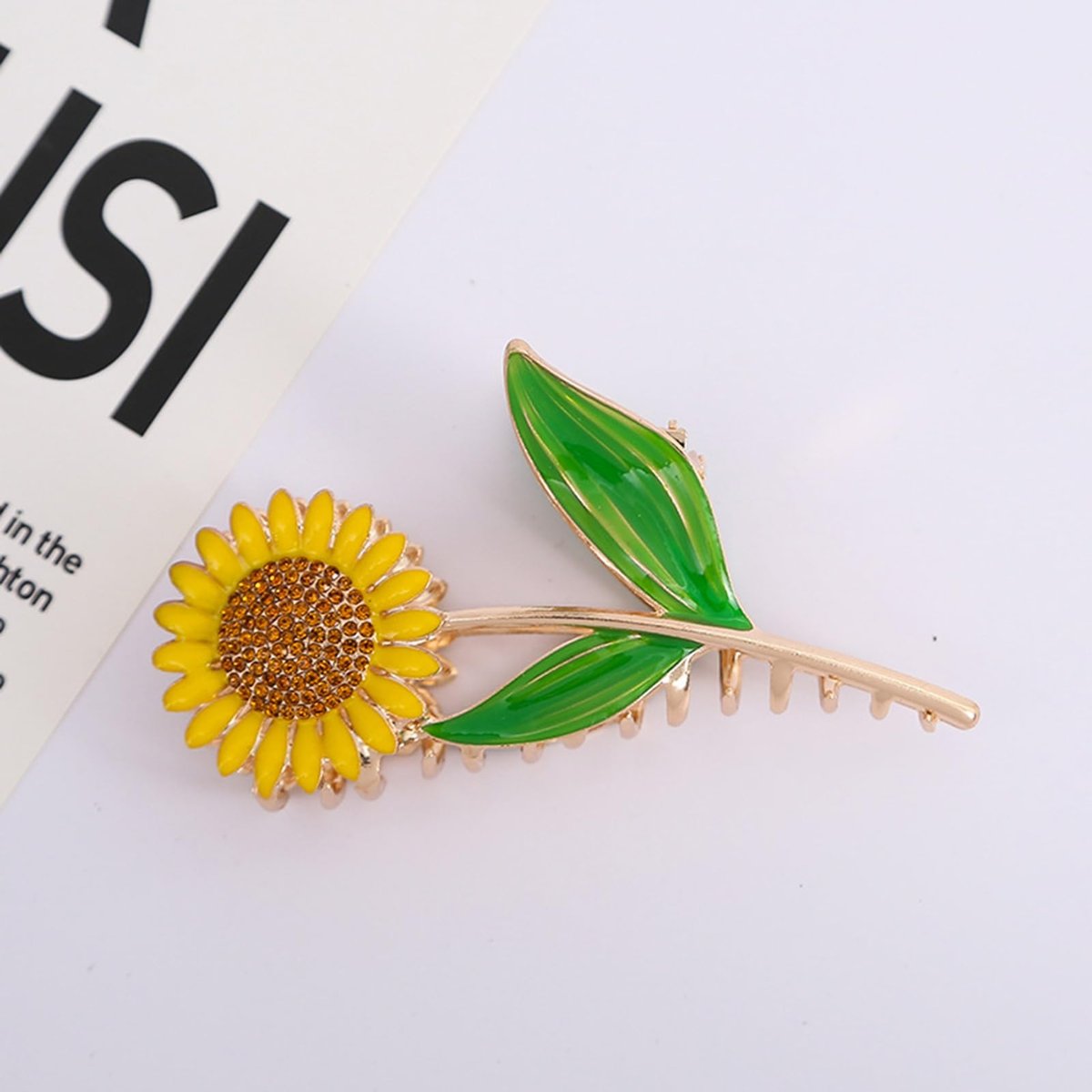 Golden Women's Sunflower Hair Clips – Fashion Flower Shaped Claw Clips, Elegant Non-Slip Large Hair Clamps for Thick Hair, Sunflower Style Hair Accessories (Yellow) - görsel 14