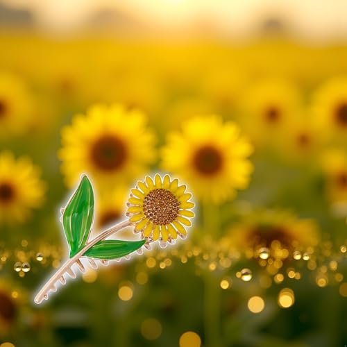 Golden Women's Sunflower Hair Clips – Fashion Flower Shaped Claw Clips, Elegant Non-Slip Large Hair Clamps for Thick Hair, Sunflower Style Hair Accessories (Yellow) - görsel 7