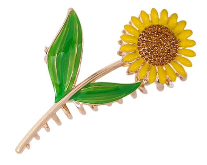Golden Women's Sunflower Hair Clips – Fashion Flower Shaped Claw Clips, Elegant Non-Slip Large Hair Clamps for Thick Hair, Sunflower Style Hair Accessories (Yellow)