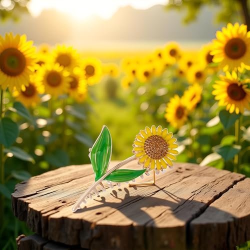 Golden Women's Sunflower Hair Clips – Fashion Flower Shaped Claw Clips, Elegant Non-Slip Large Hair Clamps for Thick Hair, Sunflower Style Hair Accessories (Yellow) - görsel 9