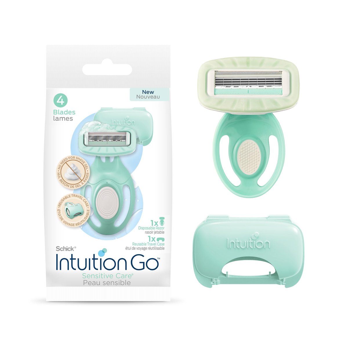 Schick Intuition Go Disposable Razor for Sensitive Skin, 1ct - Women's Travel Razor with Organic Aloe - görsel 1