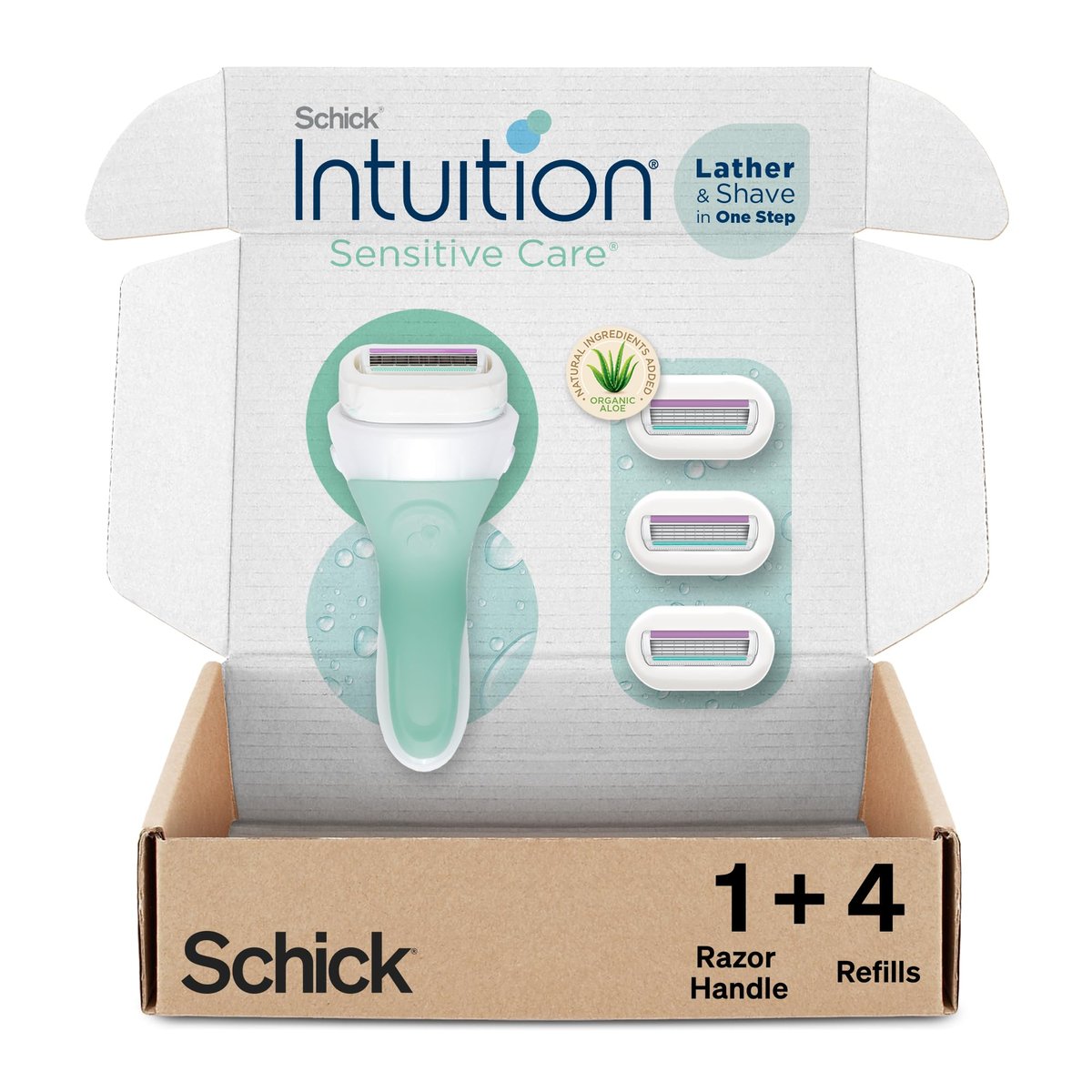 Schick Intuition Razors for Women with Sensitive Skin | 1 Razor & 4 Refill Blades with Organic Aloe - Multi-Color - görsel 1