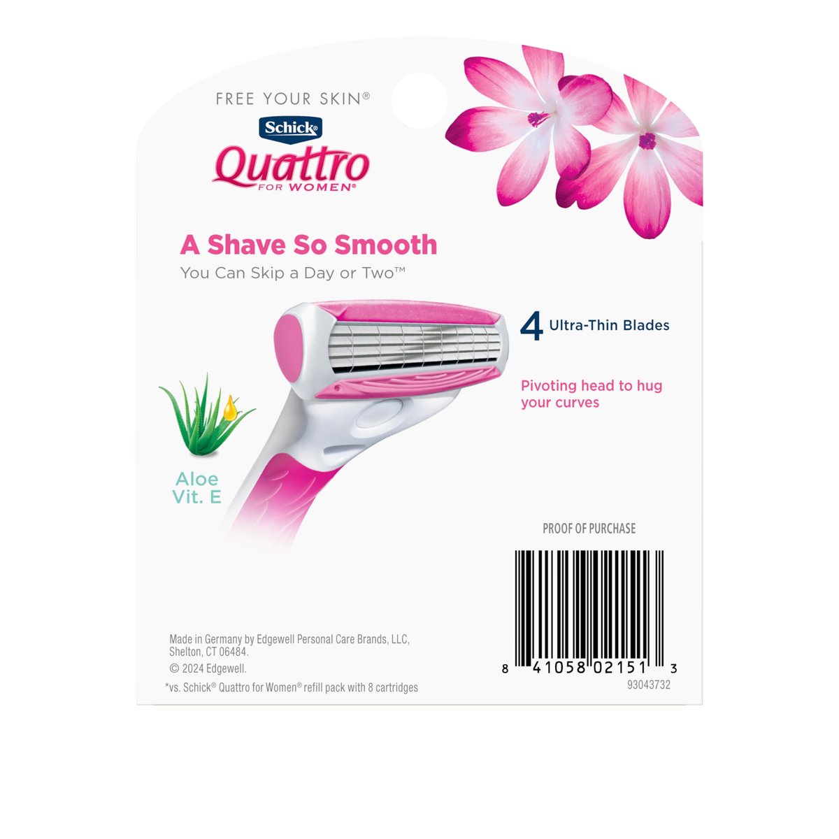 Schick Quattro Women's Razor Blade Refills, 12 Count – 4-Blade Cartridges for Smooth, Close Shave Avelisse