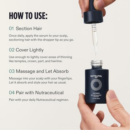 Nutrafol Men's Hair Serum – Clinically Tested for Visibly Thicker Hair & Scalp Coverage, Lightweight, Non-Greasy, Daily Use, 30mL (1 Bottle) Avelisse