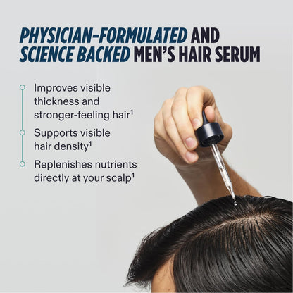 Nutrafol Men's Hair Serum – Clinically Tested for Visibly Thicker Hair & Scalp Coverage, Lightweight, Non-Greasy, Daily Use, 30mL (1 Bottle) Avelisse