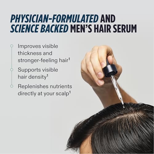 Nutrafol Men's Hair Serum – Clinically Tested for Visibly Thicker Hair & Scalp Coverage, Lightweight, Non-Greasy, Daily Use, 30mL (1 Bottle) Avelisse