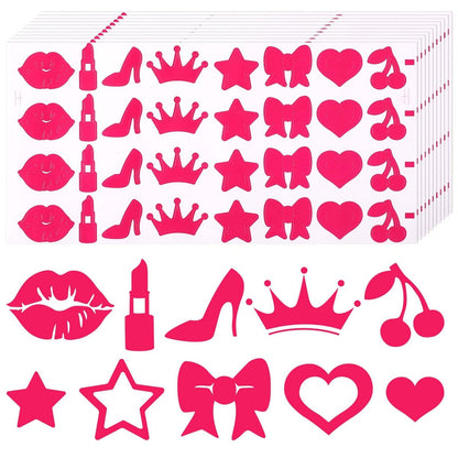 320pcs Tanning Stickers - Cute Sunbathing Body Decals for Summer Beach (8 Styles, Rose Red)