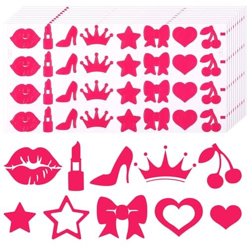 320pcs Tanning Stickers - Cute Sunbathing Body Decals for Summer Beach (8 Styles, Rose Red) - görsel 1