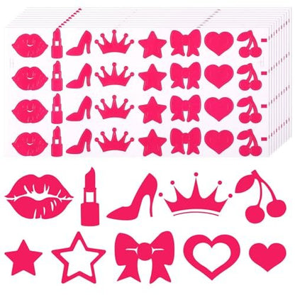 320pcs Tanning Stickers - Cute Sunbathing Body Decals for Summer Beach (8 Styles, Rose Red)