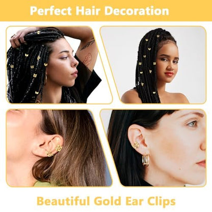 Tyqour 50pcs Gold Hair Jewelry for Braids – Adjustable Hair Rings, Cuffs & Charms for Dreadlocks, Loc Jewelry, Hair Beads Decorations for Men & Women