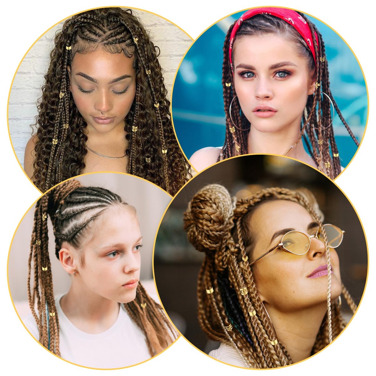 Tyqour 50pcs Gold Hair Jewelry for Braids – Adjustable Hair Rings, Cuffs & Charms for Dreadlocks, Loc Jewelry, Hair Beads Decorations for Men & Women - görsel 13