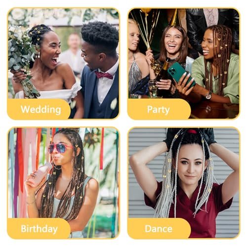 Tyqour 50pcs Gold Hair Jewelry for Braids – Adjustable Hair Rings, Cuffs & Charms for Dreadlocks, Loc Jewelry, Hair Beads Decorations for Men & Women - görsel 12