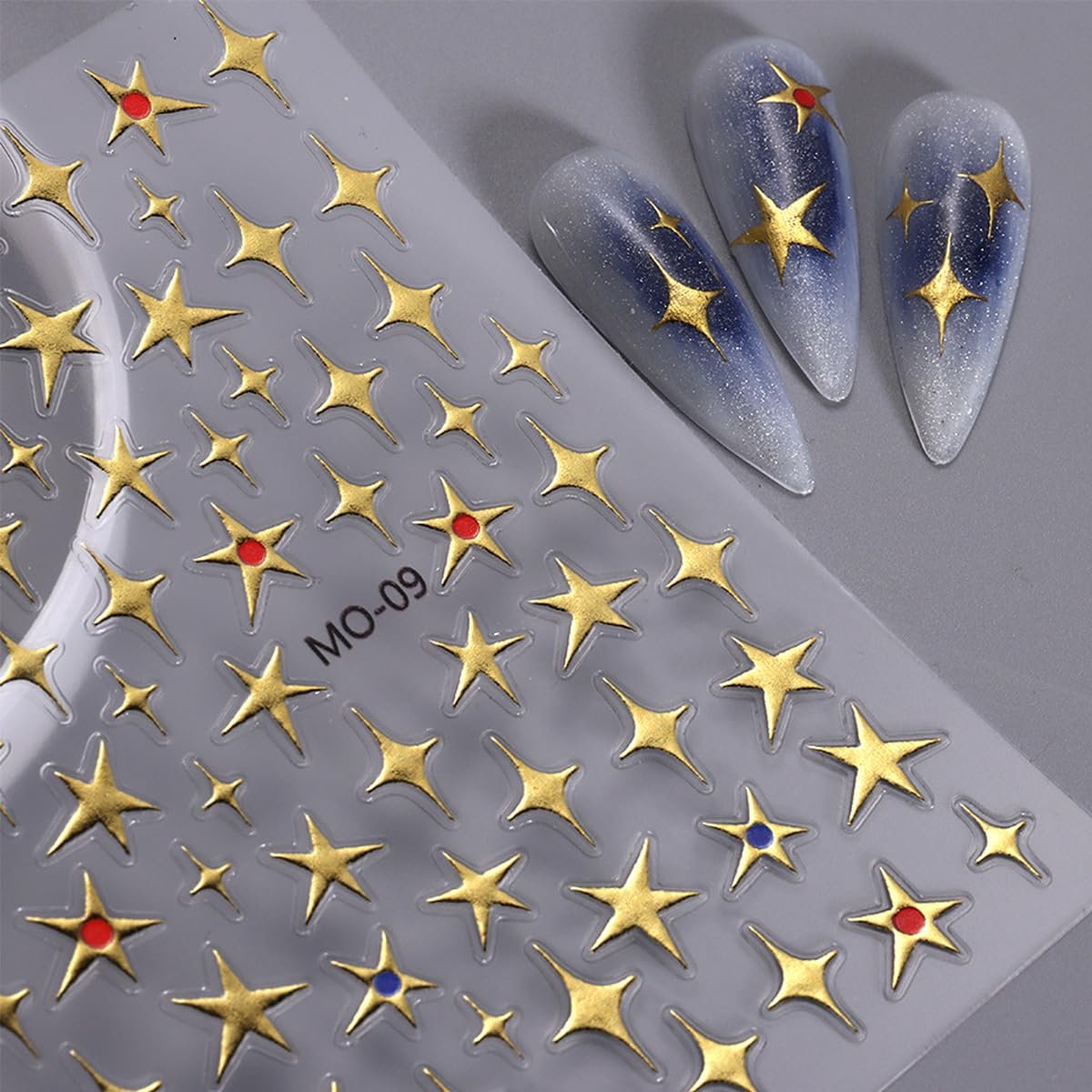 6 Sheets 3D Holographic Rose Butterfly Nail Art Stickers - Gold Sun Moon Star Decals, Laser Designs for Women - görsel 5
