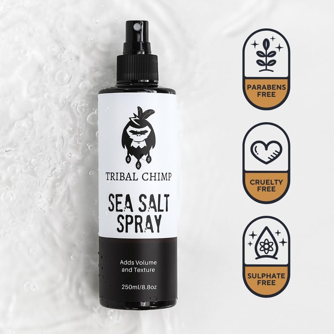 Tribal Chimp Sea Salt Spray for Men 250ml – Volumizing & Texturizing Hair Spray with Extra Hold, Natural & Alcohol Free Avelisse