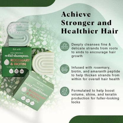 Kitsch Rosemary & Biotin Shampoo and Conditioner Set for Hair Growth – Strengthening, Thickening & Volumizing Shampoo and Conditioner Bar – Paraben, Sulfate & Silicone Free – 2 Pack Avelisse