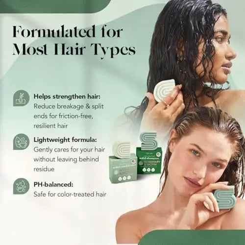 Kitsch Rosemary & Biotin Shampoo and Conditioner Set for Hair Growth – Strengthening, Thickening & Volumizing Shampoo and Conditioner Bar – Paraben, Sulfate & Silicone Free – 2 Pack Avelisse