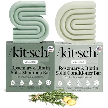 Kitsch Rosemary & Biotin Shampoo and Conditioner Set for Hair Growth – Strengthening, Thickening & Volumizing Shampoo and Conditioner Bar – Paraben, Sulfate & Silicone Free – 2 Pack Avelisse
