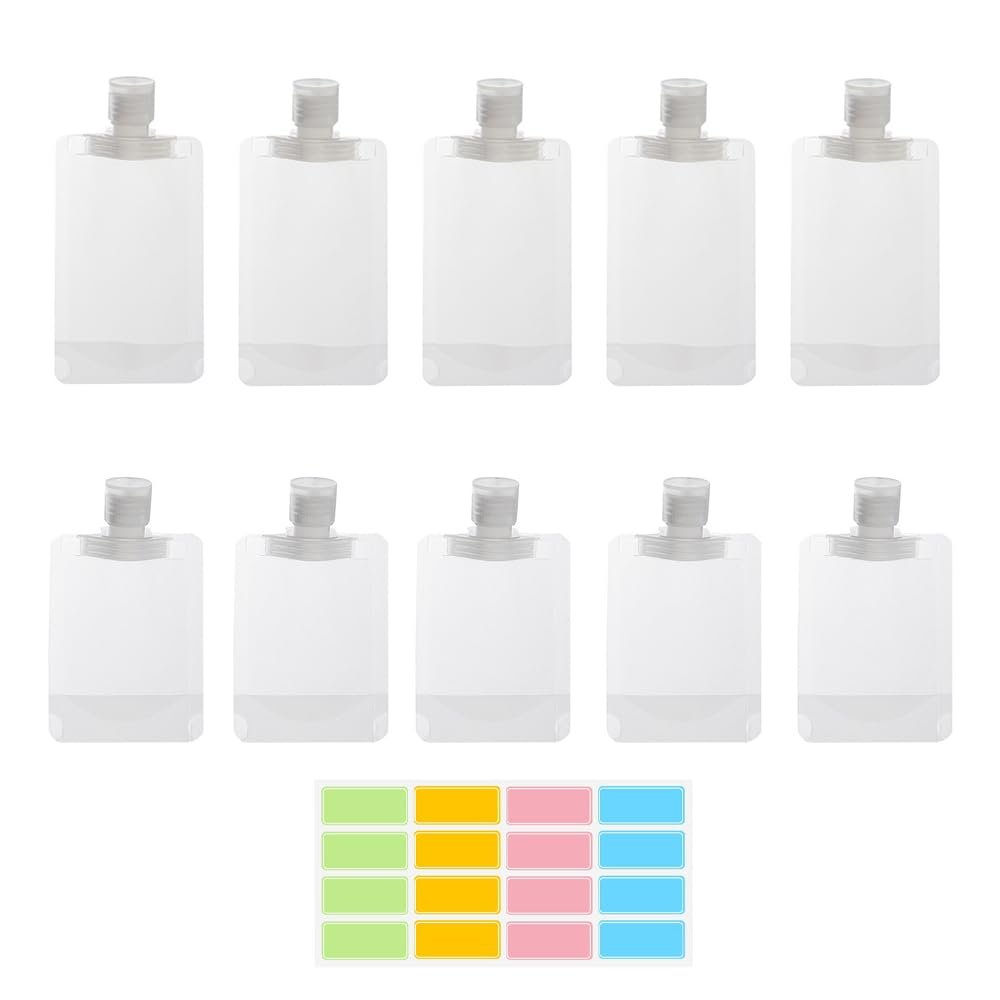 NaYiissi 10-Piece Travel Pouches for Toiletries – Leak Proof TSA Approved Squeeze Liquid Pouches for Shampoo, Lotion, and Hand Soap - görsel 1