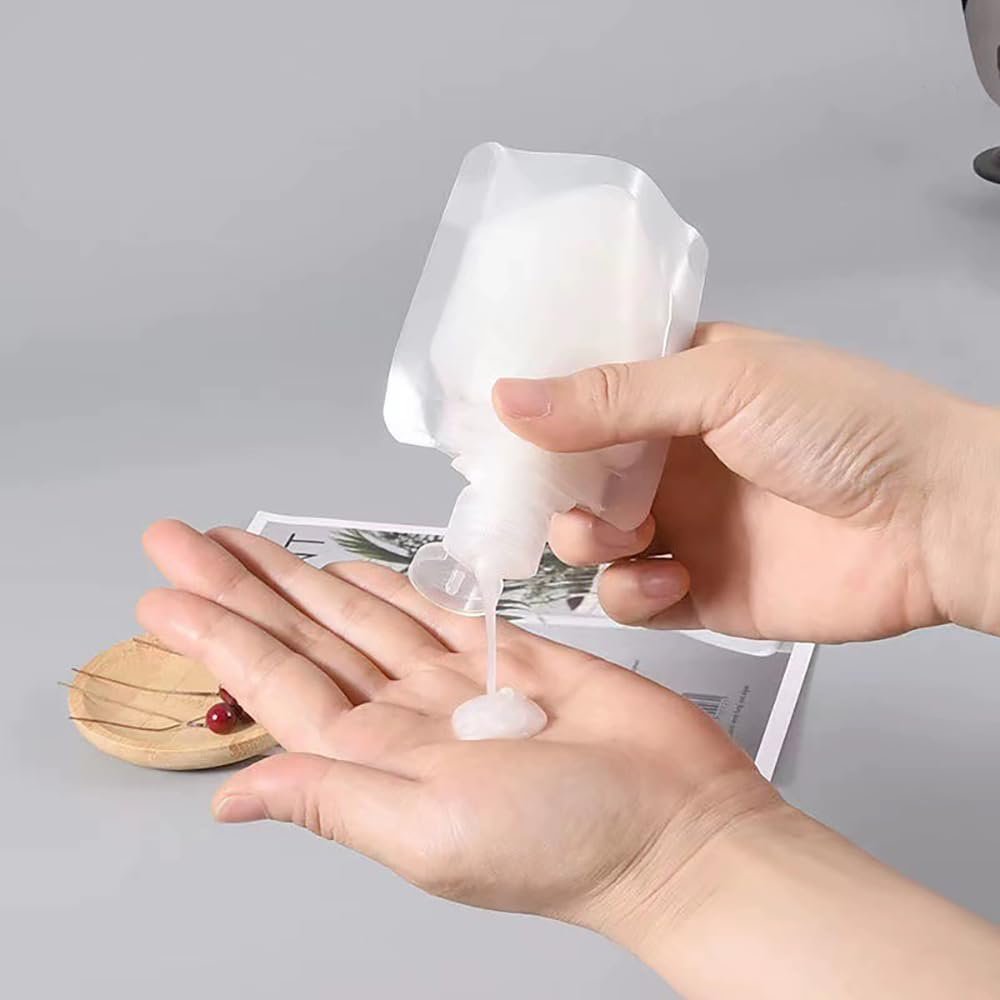 NaYiissi 10-Piece Travel Pouches for Toiletries – Leak Proof TSA Approved Squeeze Liquid Pouches for Shampoo, Lotion, and Hand Soap - görsel 5