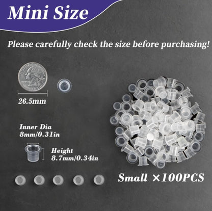 RAQEHO 100PCS Plastic Tattoo Ink Cups - Small Non-Spill Ink Caps for Precise Tattooing, Durable & Lightweight Tattoo Accessories