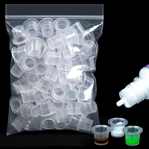 RAQEHO 100PCS Plastic Tattoo Ink Cups - Small Non-Spill Ink Caps for Precise Tattooing, Durable & Lightweight Tattoo Accessories - görsel 2