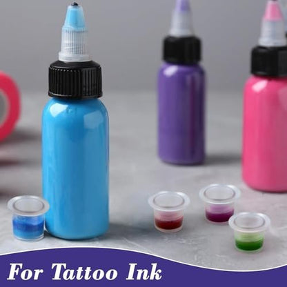 RAQEHO 100PCS Plastic Tattoo Ink Cups - Small Non-Spill Ink Caps for Precise Tattooing, Durable & Lightweight Tattoo Accessories