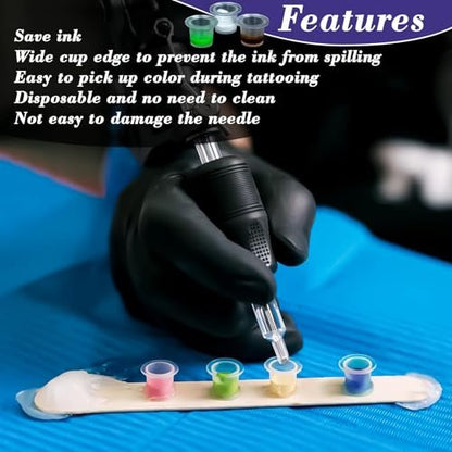 RAQEHO 100PCS Plastic Tattoo Ink Cups - Small Non-Spill Ink Caps for Precise Tattooing, Durable & Lightweight Tattoo Accessories