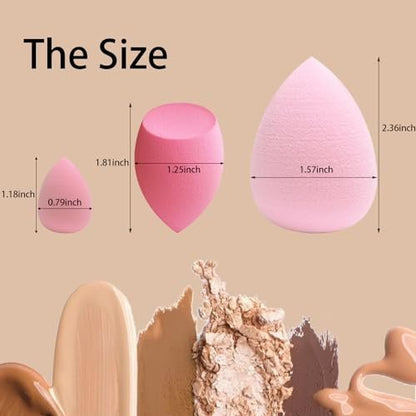 GFOUNS 21-Piece Makeup Sponge Bulk Set - Multi-Colored Pink Foundation Sponges for Liquid, Cream, and Powder