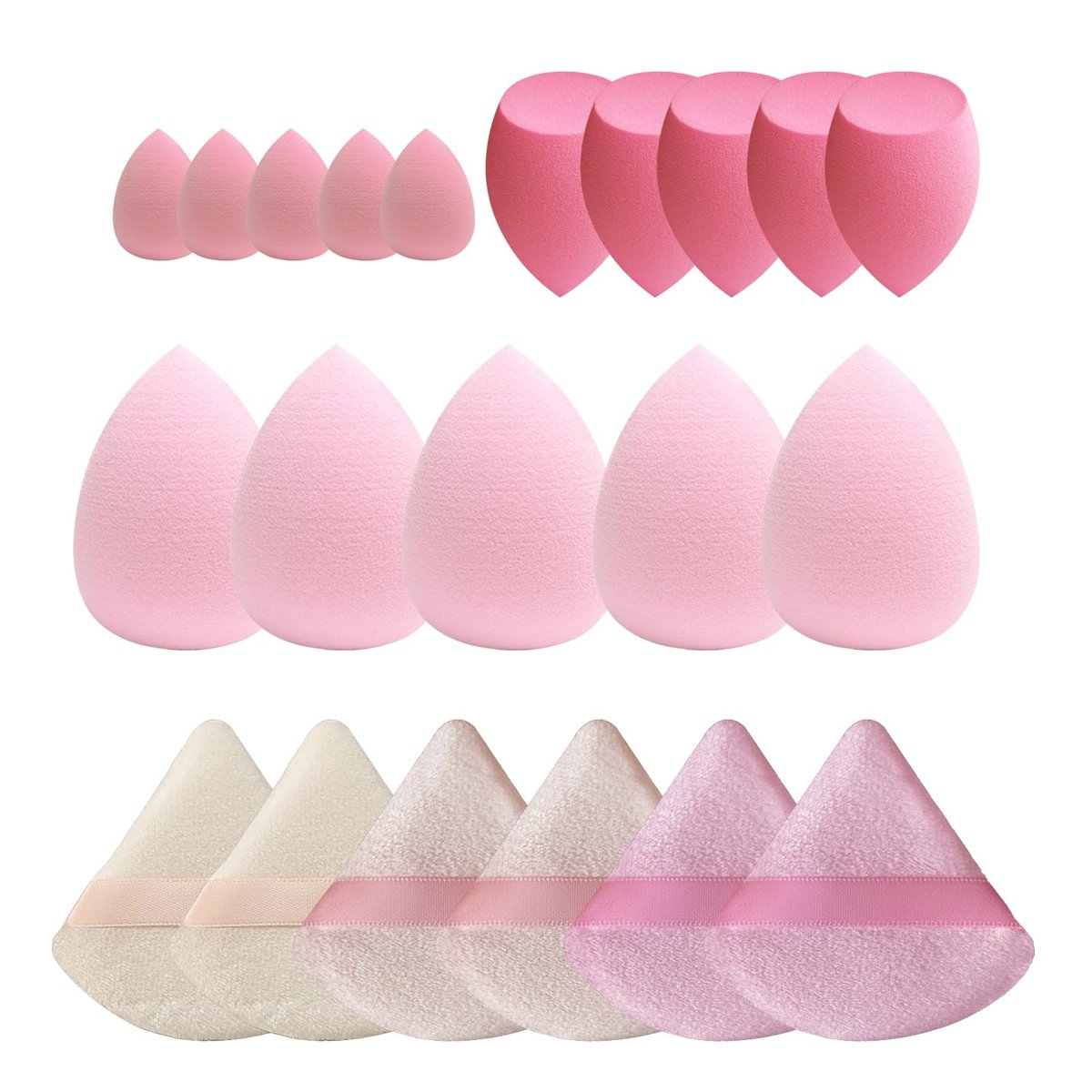 GFOUNS 21-Piece Makeup Sponge Bulk Set - Multi-Colored Pink Foundation Sponges for Liquid, Cream, and Powder - görsel 1