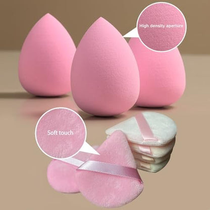 GFOUNS 21-Piece Makeup Sponge Bulk Set - Multi-Colored Pink Foundation Sponges for Liquid, Cream, and Powder