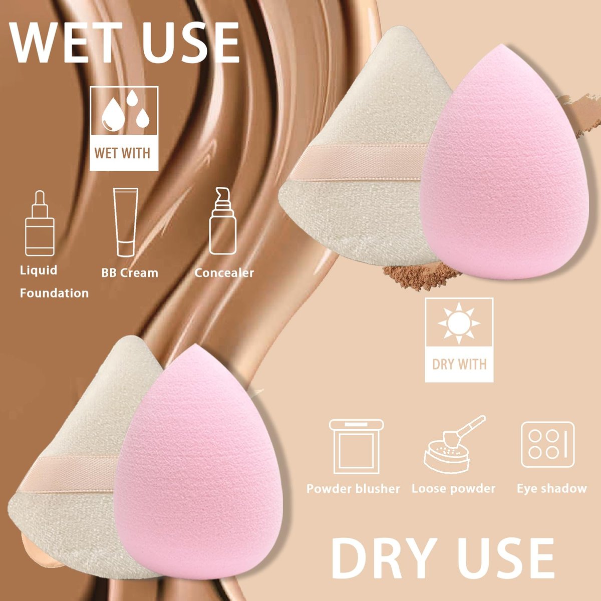 GFOUNS 21-Piece Makeup Sponge Bulk Set - Multi-Colored Pink Foundation Sponges for Liquid, Cream, and Powder - görsel 9