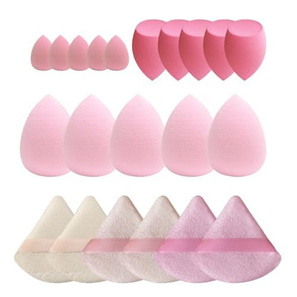 GFOUNS 21-Piece Makeup Sponge Bulk Set - Multi-Colored Pink Foundation Sponges for Liquid, Cream, and Powder