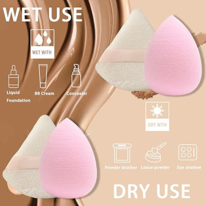 GFOUNS 21-Piece Makeup Sponge Bulk Set - Multi-Colored Pink Foundation Sponges for Liquid, Cream, and Powder