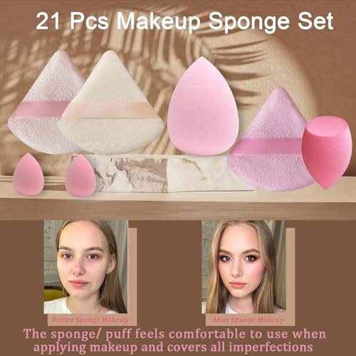 GFOUNS 21-Piece Makeup Sponge Bulk Set - Multi-Colored Pink Foundation Sponges for Liquid, Cream, and Powder - görsel 4