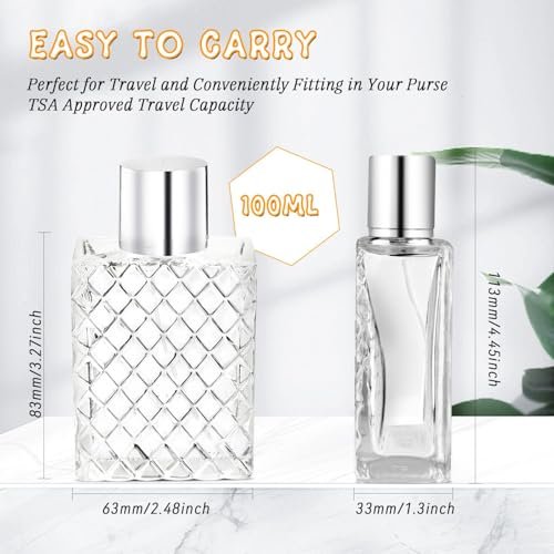 DMuuuDM 6-Pack Refillable Glass Spray Perfume Bottles, 100ml Fine Mist Travel Sprayers for Cologne, Essential Oils, and Aromatherapy - Includes Funnels and Pipette Avelisse