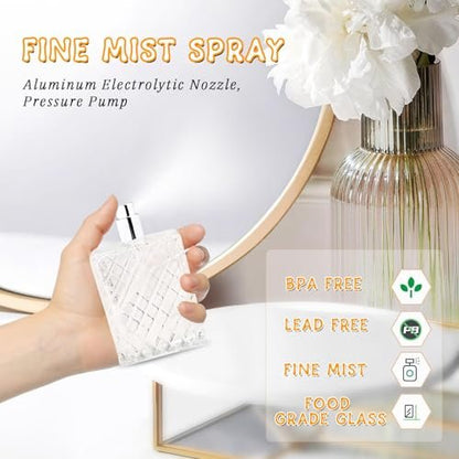 DMuuuDM 6-Pack Refillable Glass Spray Perfume Bottles, 100ml Fine Mist Travel Sprayers for Cologne, Essential Oils, and Aromatherapy - Includes Funnels and Pipette Avelisse