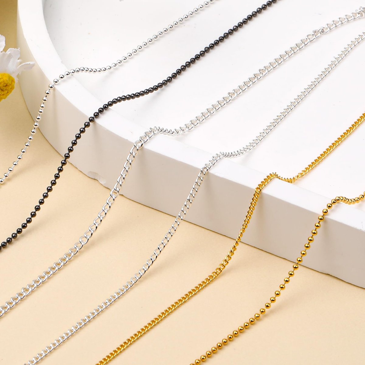 Hariendny 12 Strips Nail Chain Charms - Gold, Silver & Dark Gray Metal Nail Art Chains for DIY Manicure Decorations - görsel 11