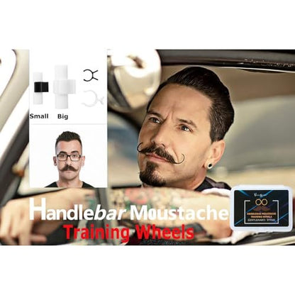 Visualsource Moustache Training Wheels - 2 Pair Set (Size L & S) Mustache Curler, Hair Styling Tool for Handlebar Mustache, Perfect Gentleman's Gift