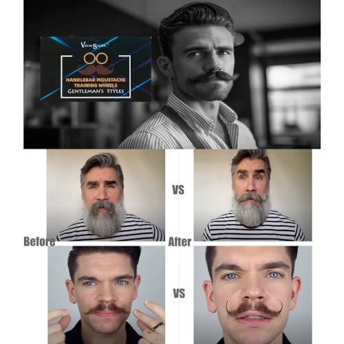 Visualsource Moustache Training Wheels - 2 Pair Set (Size L & S) Mustache Curler, Hair Styling Tool for Handlebar Mustache, Perfect Gentleman's Gift - görsel 16