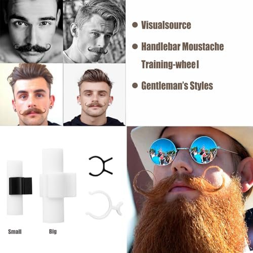 Visualsource Moustache Training Wheels - 2 Pair Set (Size L & S) Mustache Curler, Hair Styling Tool for Handlebar Mustache, Perfect Gentleman's Gift - görsel 4