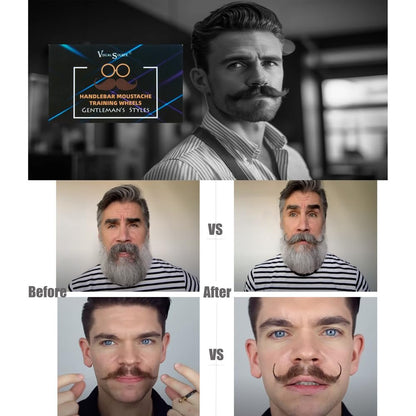 Visualsource Moustache Training Wheels - 2 Pair Set (Size L & S) Mustache Curler, Hair Styling Tool for Handlebar Mustache, Perfect Gentleman's Gift