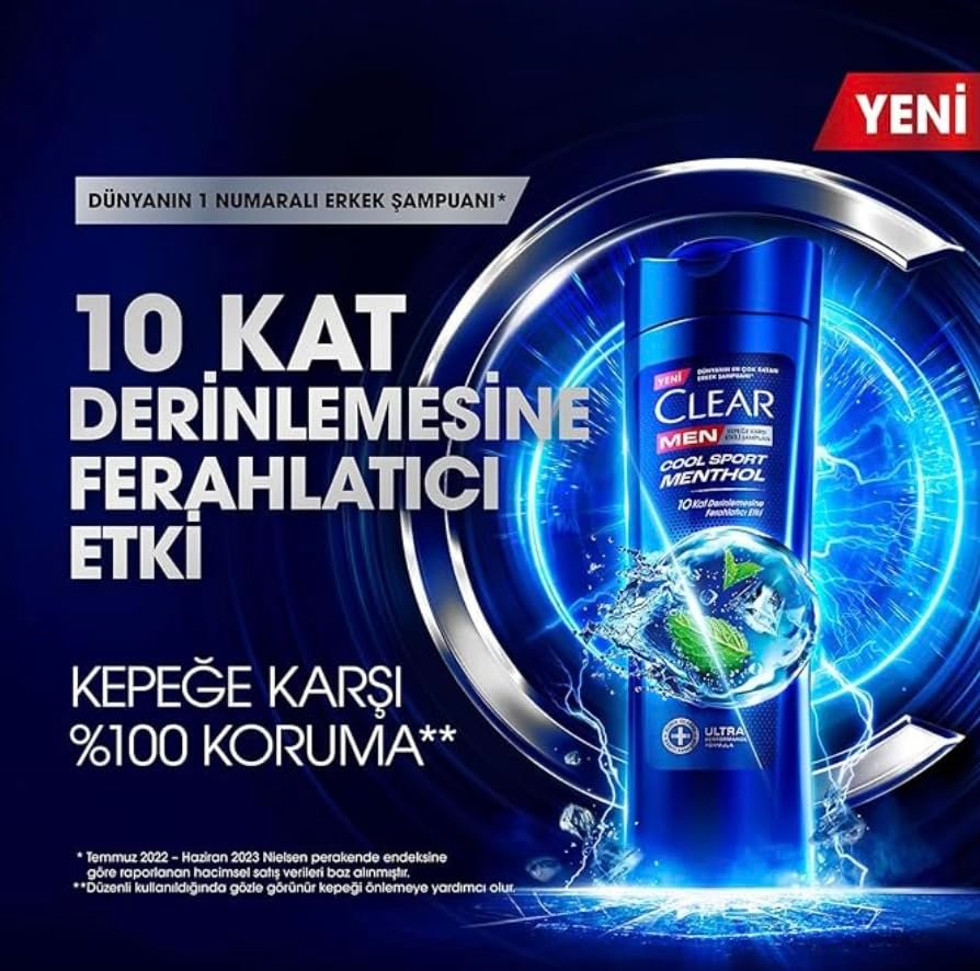 Clear Men Anti-Dandruff Shampoo Cool Sport Menthol Refreshing Effect 350 ml Avelisse