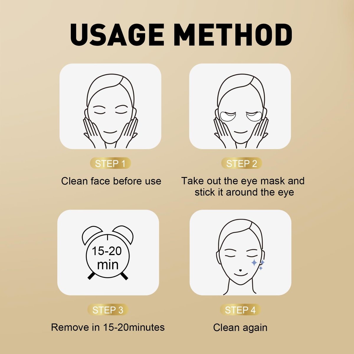 CHMI 24K Gold Under Eye Patches - 100 Pairs for Puffy Eyes, Dark Circles, Eye Bags & Wrinkles - Collagen Infused Hydrogel Eye Mask - görsel 13