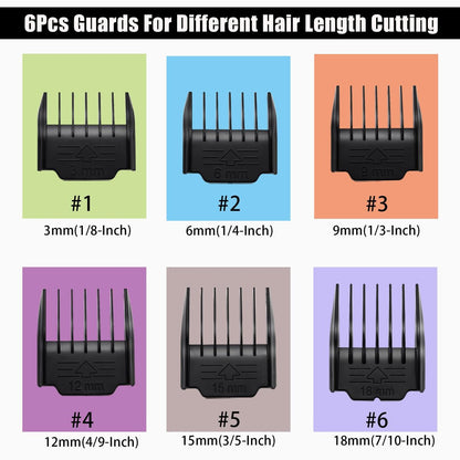 YAZIYIR 6 Pack Attachment Guide Combs for Oneisall Low Noise Dog Clippers - 3mm-18mm Cut Length, Black